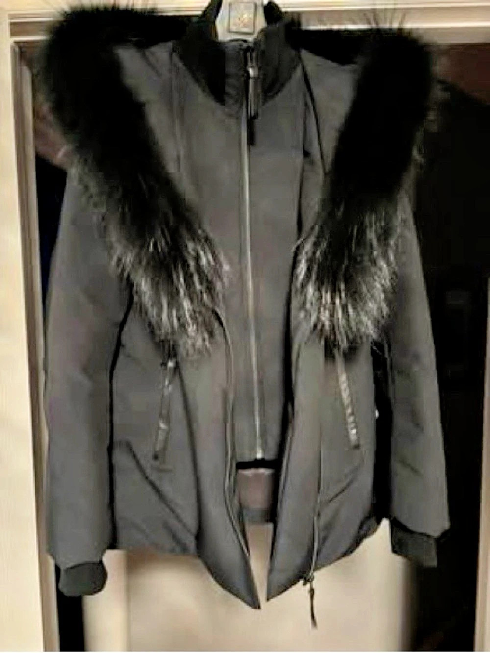 Mackage Adali Down Coat Women's Black Fur-Trim Puffer Jacket Like Ne